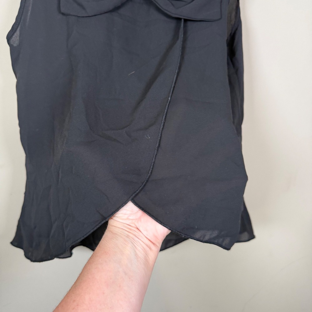 Living Doll Black Sheer Bow Detail Sleeveless Tank Medium - Picture 8 of 11